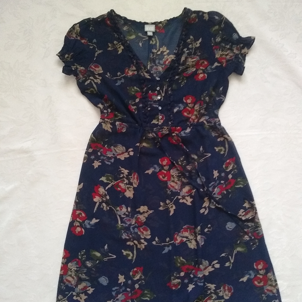 Chiffon floral v-neck ruffled boho peasant dress